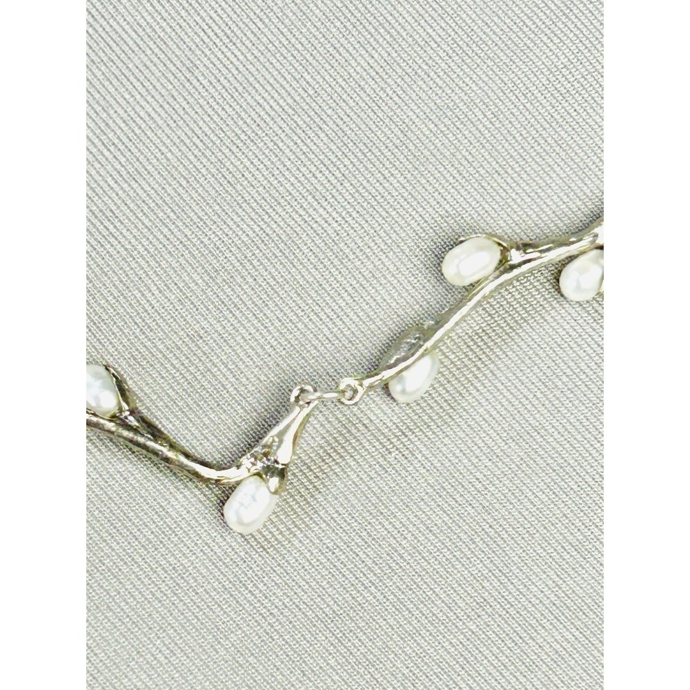 Silver Pussywillow Branch Style Pearl Necklace - Picture 8 of 9